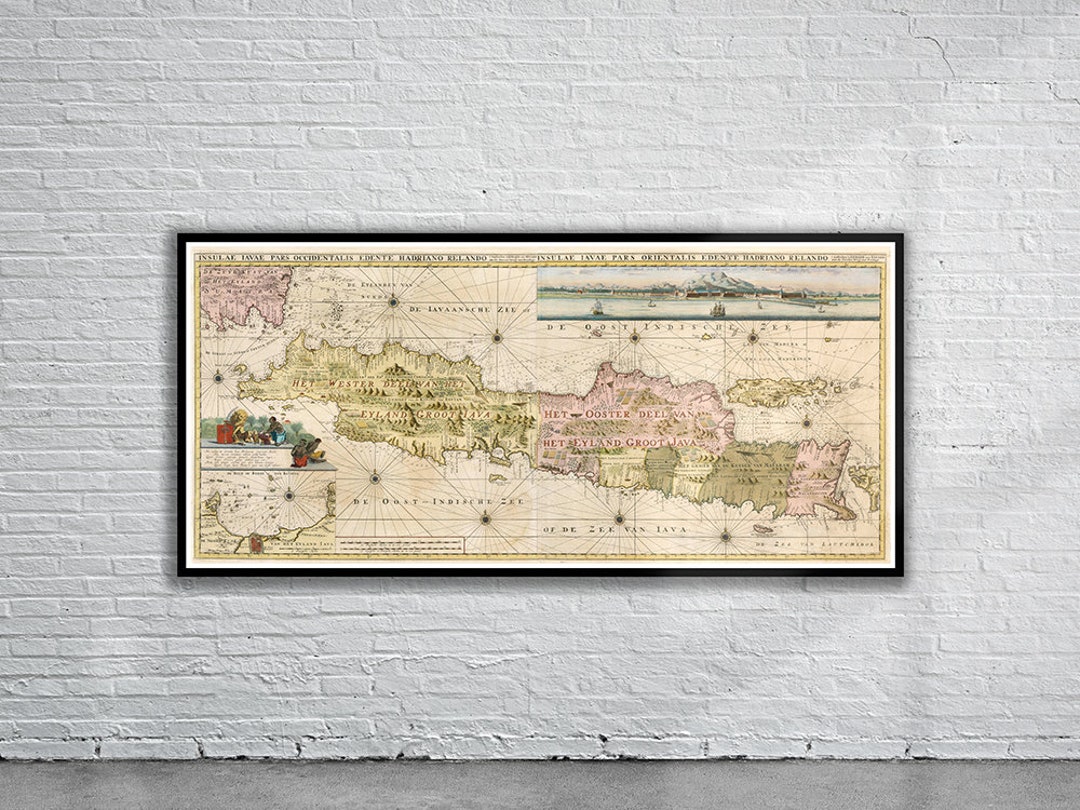 Beautiful Vintage Map of Java 1728 | Old Map Print | Vintage Wall Art ...