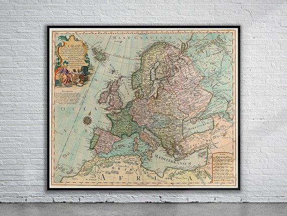 Vintage Map of Europe 1757 Vintage Wall Art Print | Etsy UK