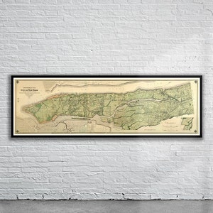 Belle carte vintage de New York 1874 | Impression de carte ancienne | art mural vintage | Idées de design d'intérieur
