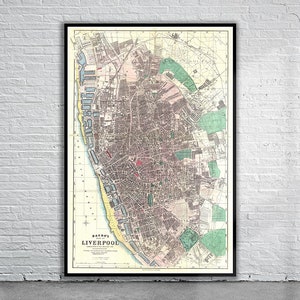 Vintage Antique Map of Liverpool 1890 | Old Map Print | Vintage Wall Art | Interior Design Ideas | House Gift
