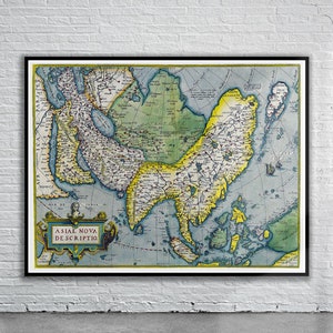 Vintage Antique Map of Asia 1571 | Old Map Print | Vintage Wall Art | Interior Design Ideas | House Gift