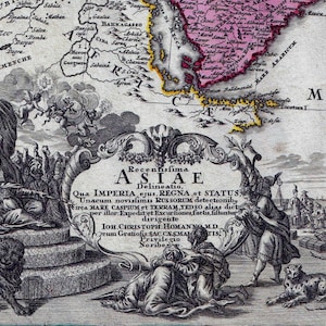 Vintage Antique Map of Asia 1730 | Old Map Print | Vintage Wall Art | Interior Design Ideas | House Gift