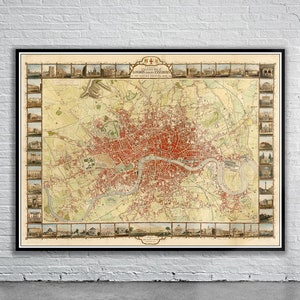 Vintage Antique Map of London, England 1851 | Old Map Print | Vintage Wall Art | Interior Design Ideas | House Gift