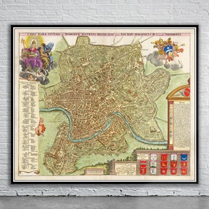 Vintage Antique Map of Rome 1716 | Old Map Print | Vintage Wall Art | Interior Design Ideas | House Gift