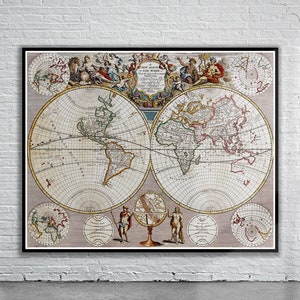 Senex 1721 World Map Print | Vintage Antique Wall Art