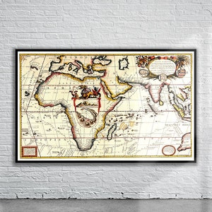 Belle carte vintage de l'Afrique 1690 | Impression de carte ancienne | art mural vintage | Idées de design d'intérieur