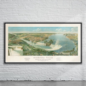 Schöne Vintage Panoramische Ansicht von Niagara Falls 1893 | Alte Landkarte Druck | Vintage Wandkunst | Interior Design Ideen