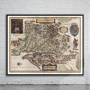 Mapa antiguo de Virginia de 1630 / Impresión de mapa antiguo / Arte mural vintage / Ideas de diseño de interiores / Regalo para casa