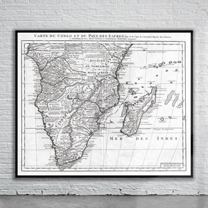 Hermoso mapa vintage de Sudáfrica 1730 / Impresión de mapa antiguo / Arte de pared vintage / Ideas de diseño de interiores