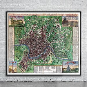 Vintage Antique Map of Rome 1721 | Old Map Print | Vintage Wall Art | Interior Design Ideas | House Gift