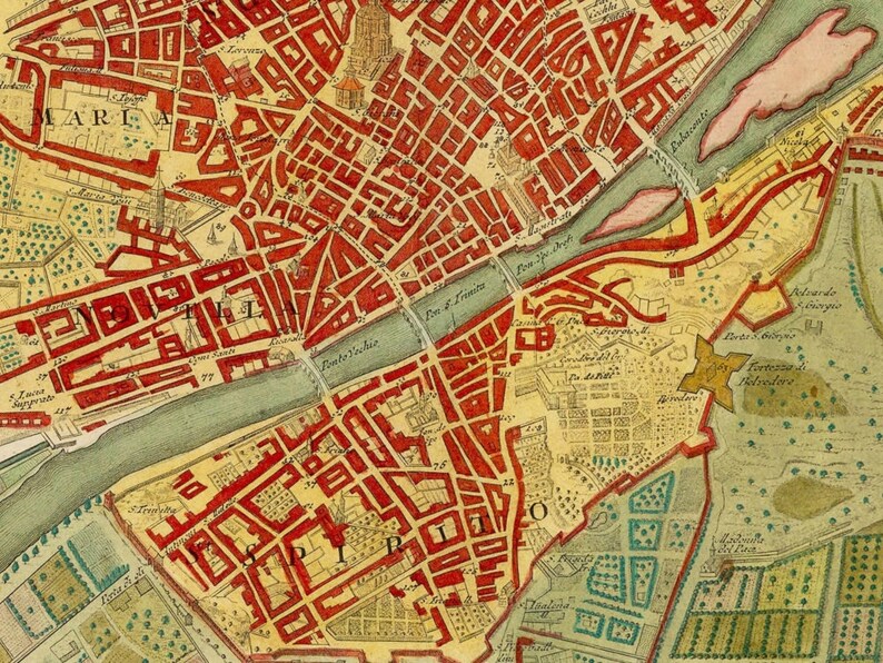 Mapa vintage de Florencia 1731 Etsy