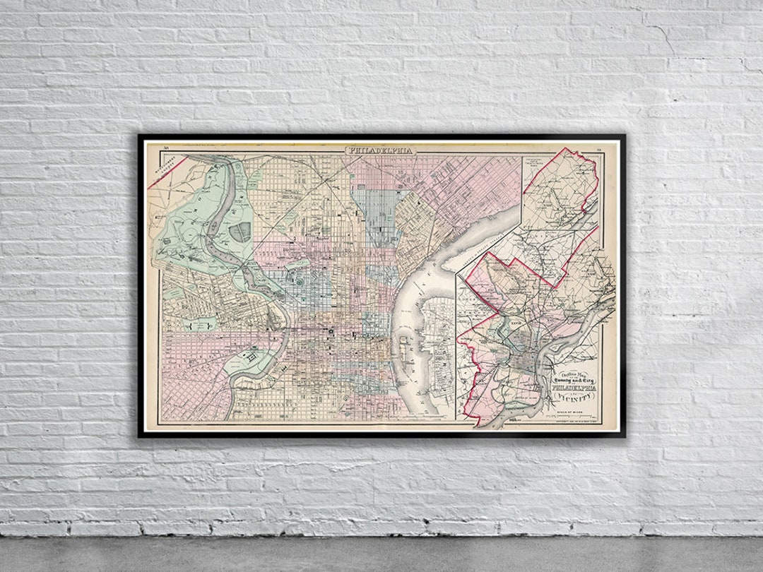 Beautiful Vintage Map of Philadelphia 1884 Old Map Print - Etsy 日本
