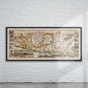 Belle carte vintage de Terre Sainte 1828 | Ancienne carte imprimée | Art mural vintage | Idées de décoration d'intérieur