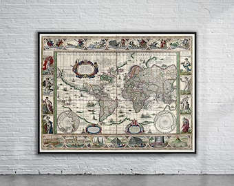 Vintage Antique Blaeu Old World Map 1635 | Old Map Print | Vintage Wall Art | Interior Design Ideas | House Gift
