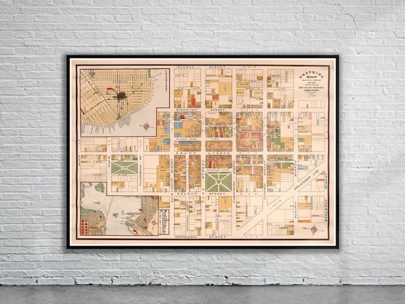 Vintage Antique Map of Chinatown, San Francisco | Old Map