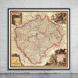 Vintage Antique Map of Bohemia 1758 | Old Map Print | Vintage Wall Art | Interior Design Ideas | House Gift