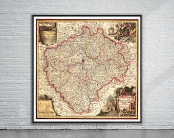 Antique Map of Bohemia 1758 | Vintage Wall Art Print