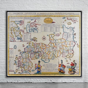 Belle carte vintage du Japon 1727 | Impression de carte ancienne | art mural vintage | Idées de design d'intérieur