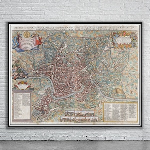 Belle carte vintage de Rome 1677 | Ancienne carte imprimée | Art mural vintage | Idées de décoration d'intérieur