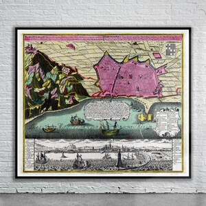 Vintage Antique Map of Barcelona | Old Map Print | Vintage Wall Art | Interior Design Ideas | House Gift