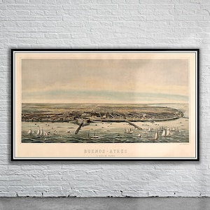 Belle vue vintage à vol d’oiseau de Buenos Aires 1898 | Ancienne carte imprimée | art mural vintage | Idées de design d'intérieur