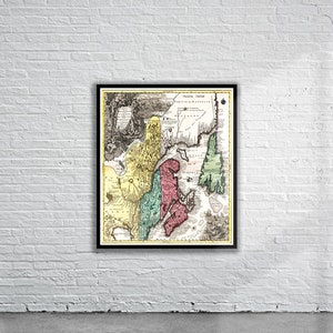 Belle carte vintage du Canada 1756 | Ancienne carte imprimée | Art mural vintage | Idées de décoration d'intérieur