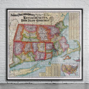 Vintage Antique US Eisenbahn Karte 1900 | Alte Landkarte | Vintage Wand Kunst | Interior Design-Ideen | Haus Geschenk