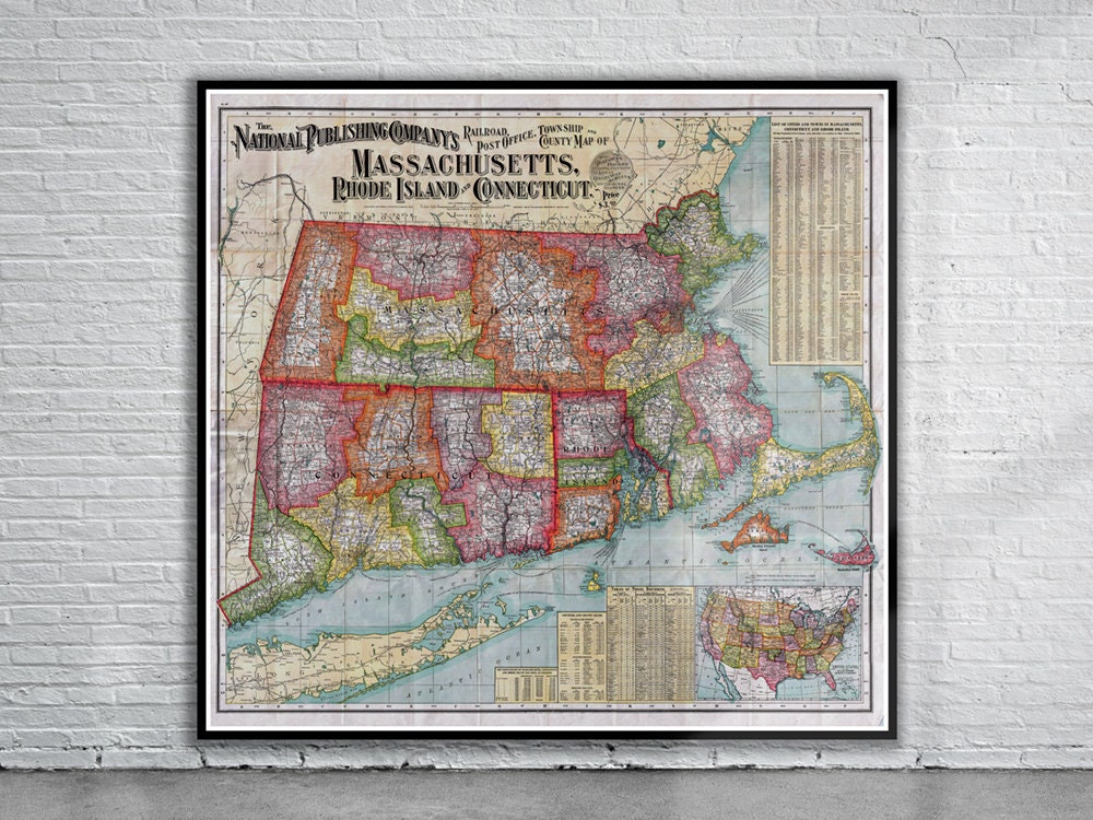 Vintage U S Railroad Map 1900 Etsy Canada