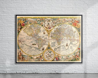 Vintage Antique Plancius Old World Map 1594 | Old Map Print | Vintage Wall Art | Interior Design Ideas | House Gift