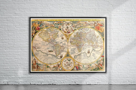 ヴィンテージアンティークプランキウス旧世界地図 1594 | 古地図