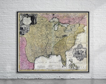 Antique Map Vintage North America Print: 18th Century Mississippi Valley, Archival Matte Paper (Full Color, Museum Grade, Wall Art)