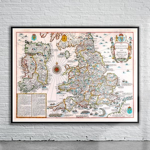 Vintage Antique Map of the British Isles 1676 | Old Map Print | Vintage Wall Art | Interior Design Ideas | House Gift