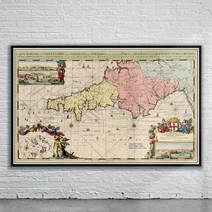 Belle carte vintage de Cornwall 1693 | Impression de carte ancienne | art mural vintage | Idées de design d'intérieur