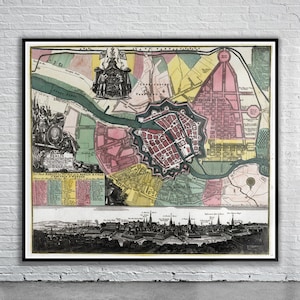 Vintage antieke kaart van Berlijn 1738 | Oude kaartafdruk | Vintage muurkunst | Ideeën voor interieurontwerp | Huiscadeau