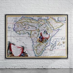 Belle carte vintage de l'Afrique 1692 | Impression de carte ancienne | art mural vintage | Idées de design d'intérieur
