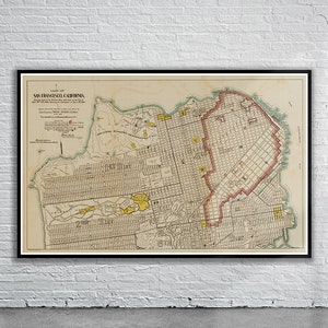Vintage Antique Map of the San Francisco Fire 1906 | Old Map Print | Vintage Wall Art | Interior Design Ideas | House Gift