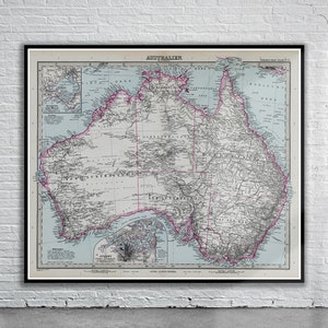 Vintage Antike Karte von Australien 1891 | Alte Landkarte | Vintage Wand Kunst | Interior Design-Ideen | Haus Geschenk