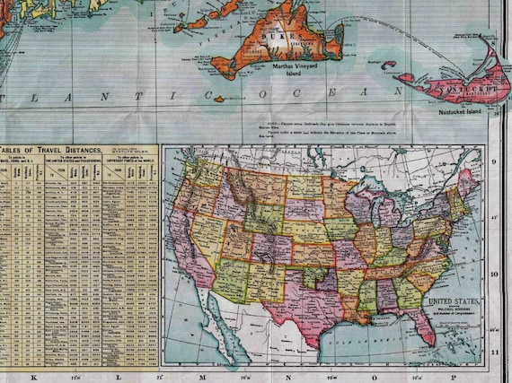 Vintage U S Railroad Map 1900 Etsy Australia
