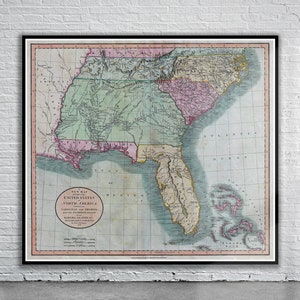 Mooie vintage kaart van Florida 1806 | Oude kaart afdrukken | Vintage kunst aan de muur | Ideeën voor interieurontwerp