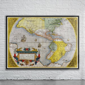 Schöne Vintage Karte von Amerika 1579 | Alte Landkarte Print | Vintage Wandkunst | Interior Design Ideen