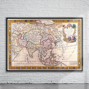 Vintage Antique Map of Asia 1732 | Old Map Print | Vintage Wall Art | Interior Design Ideas | House Gift