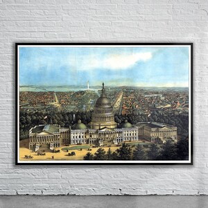 Belle impression vintage de Washington D.C. 1871 | Ancienne carte imprimée | Art mural vintage | Idées de décoration d'intérieur