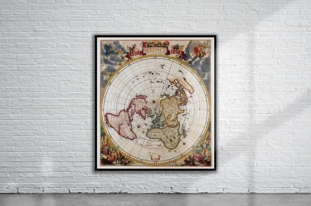 Antique World Map Print | Cornellis Dankertz, 1700s Polar