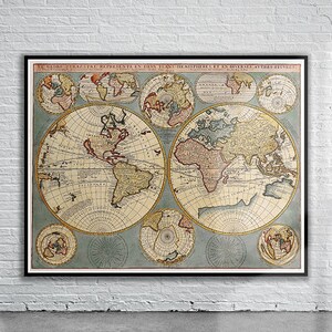 Belle carte Nolin vintage du monde 1741 | Ancienne carte imprimée | Art mural vintage | Idées de décoration d'intérieur