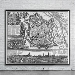 Schöner Vintage Stadtplan von München 1740 | Alte Landkarte Print | Vintage Wandkunst | Interior Design Ideen
