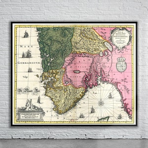 Vintage Antique Map of Norway 1700 | Old Map Print | Vintage Wall Art | Interior Design Ideas | House Gift