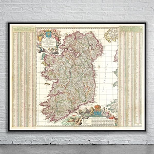 Beautiful Vintage Map of Ireland 1698 | Old Map Print | Vintage Wall Art | Interior Design Ideas