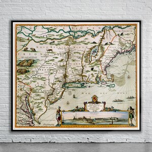 Hermoso mapa vintage de América 1673 / Impresión de mapa antiguo / Arte de pared vintage / Ideas de diseño de interiores