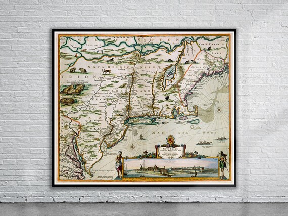 1673 Antique Map of America Print | Justus Danckerts, New