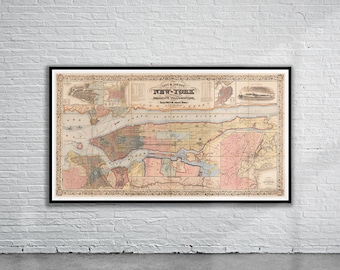 Antique New York Map Print | 1857 Colton's City & County Map